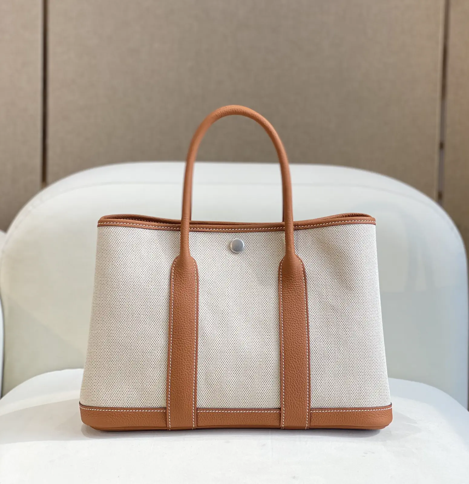 Canvas and Leather Trim Garden Tote Bag image 1