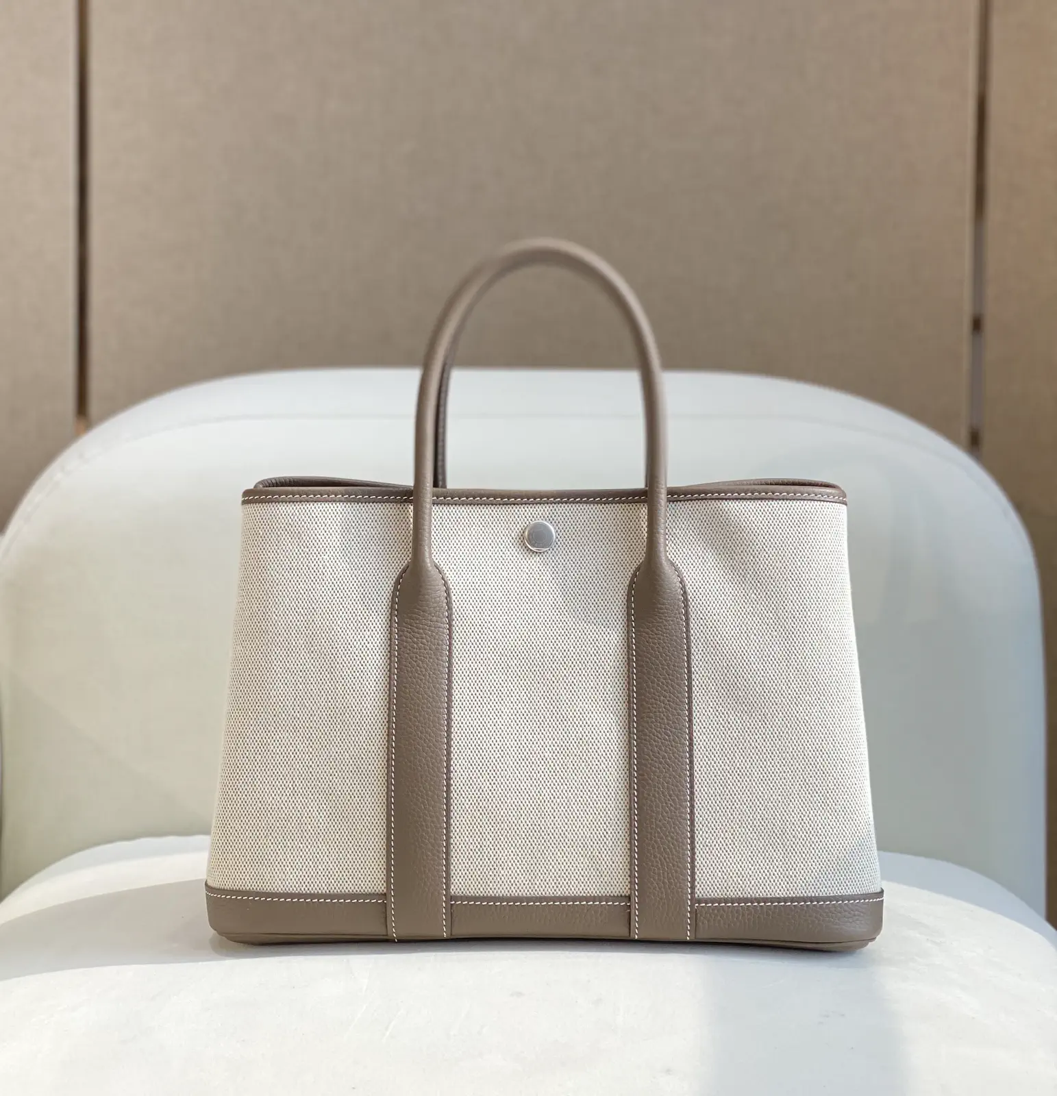 Hermès Canvas and Leather Trim Garden Tote Bag image 1