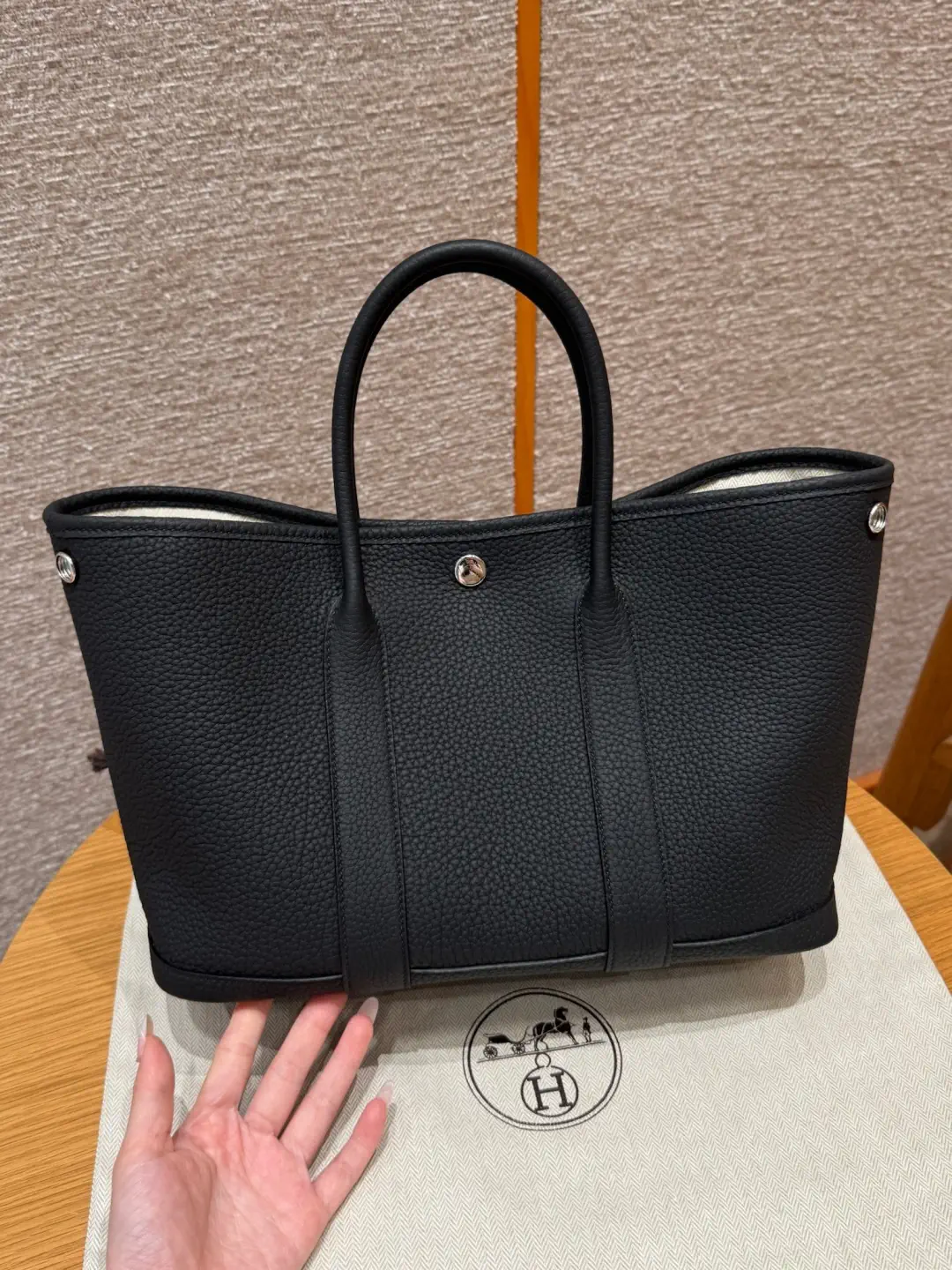 Hermès Black Leather Garden Party 30 Tote Bag image 1