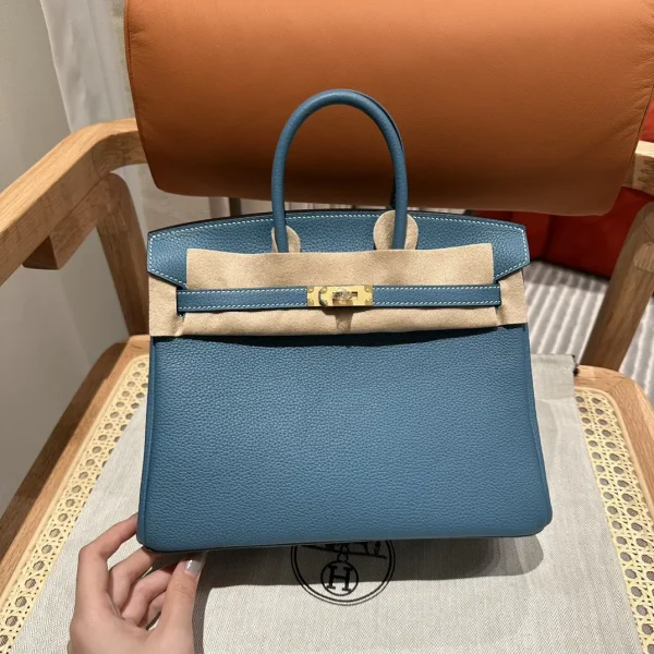 Hermès Blue Jean Togo Leather Top Handle Bag image 1
