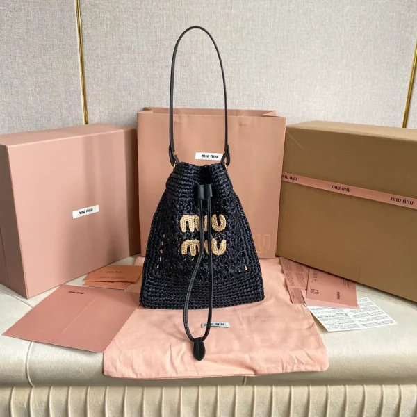 Miu Miu Woven Straw Bucket Bag image 1