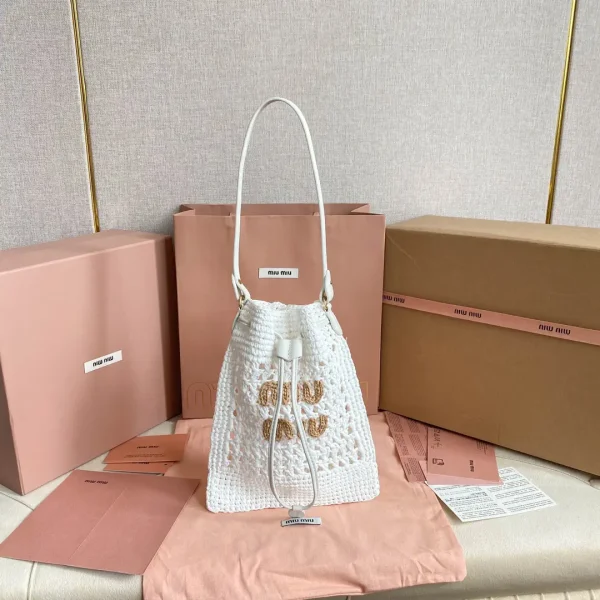 Miu Miu Woven Straw Bucket Bag image 1