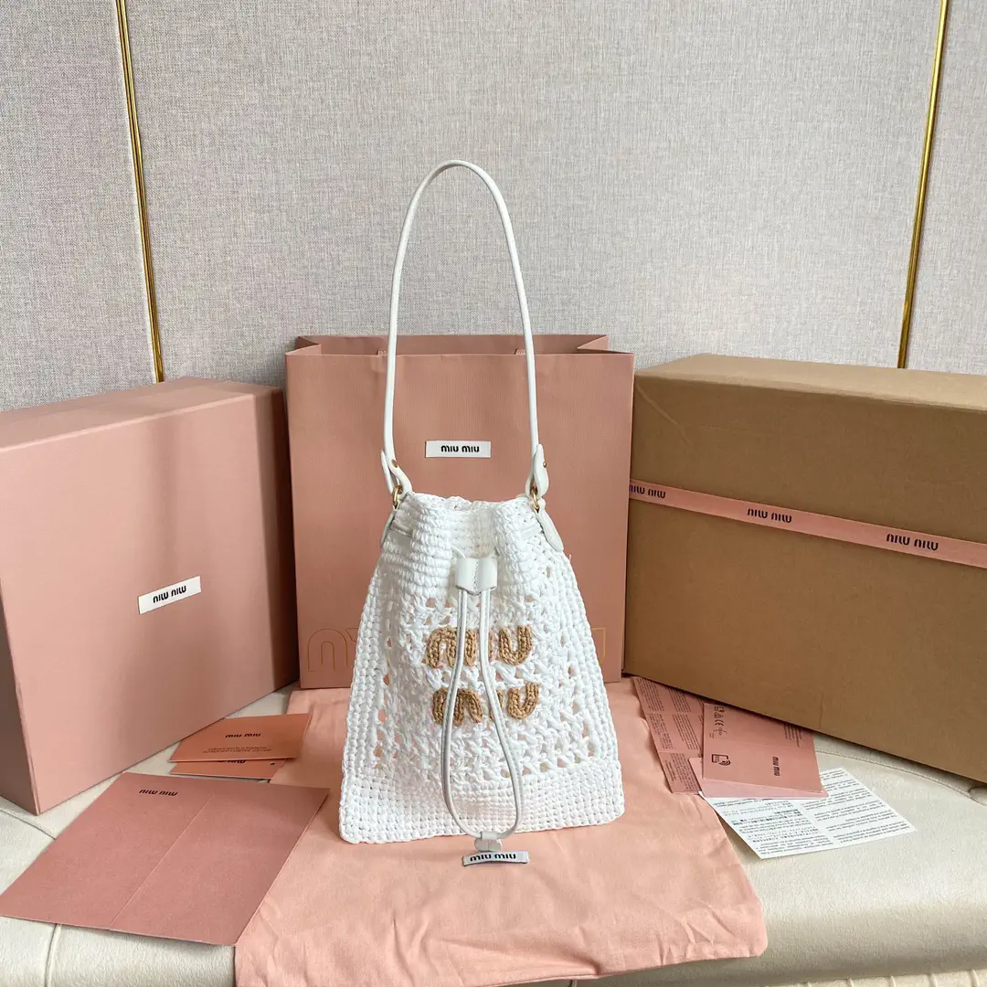 Miu Miu Woven Straw Bucket Bag image 1