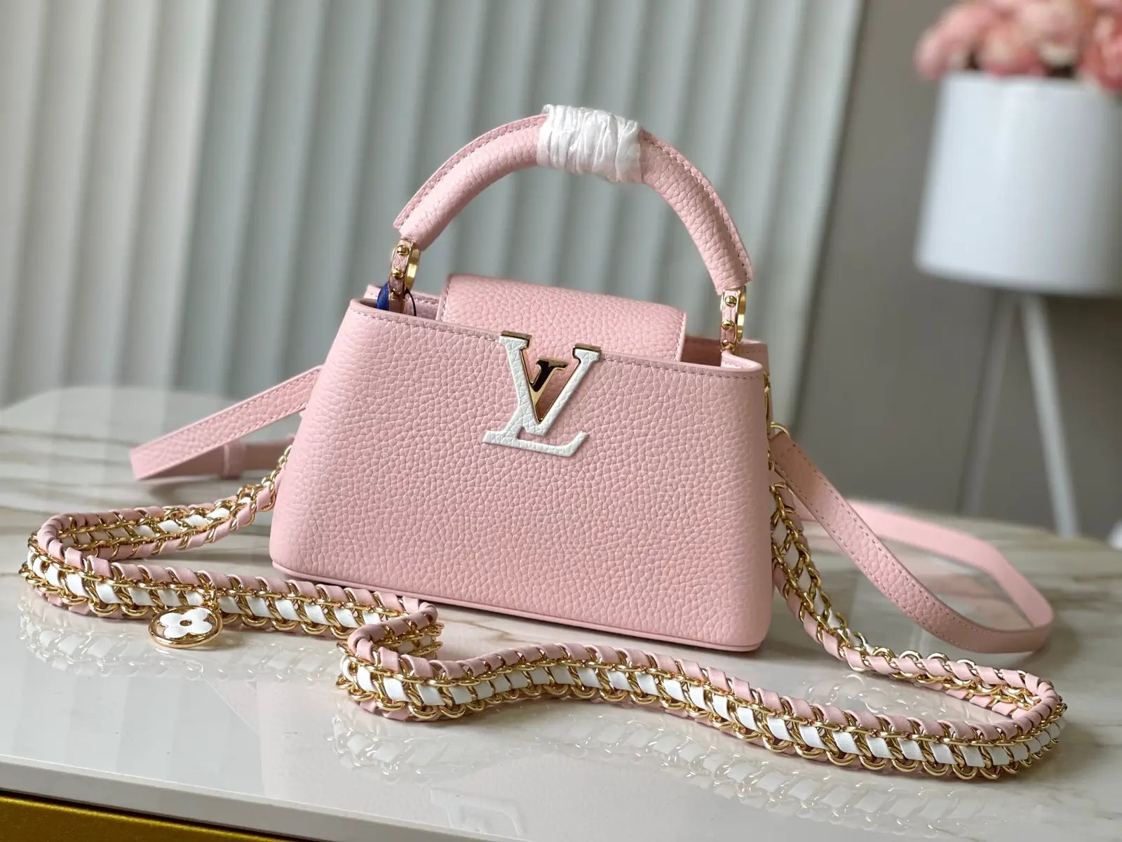 Louis Vuitton Pink Taurillon Leather Capucines East-West Top Handle Bag image 1