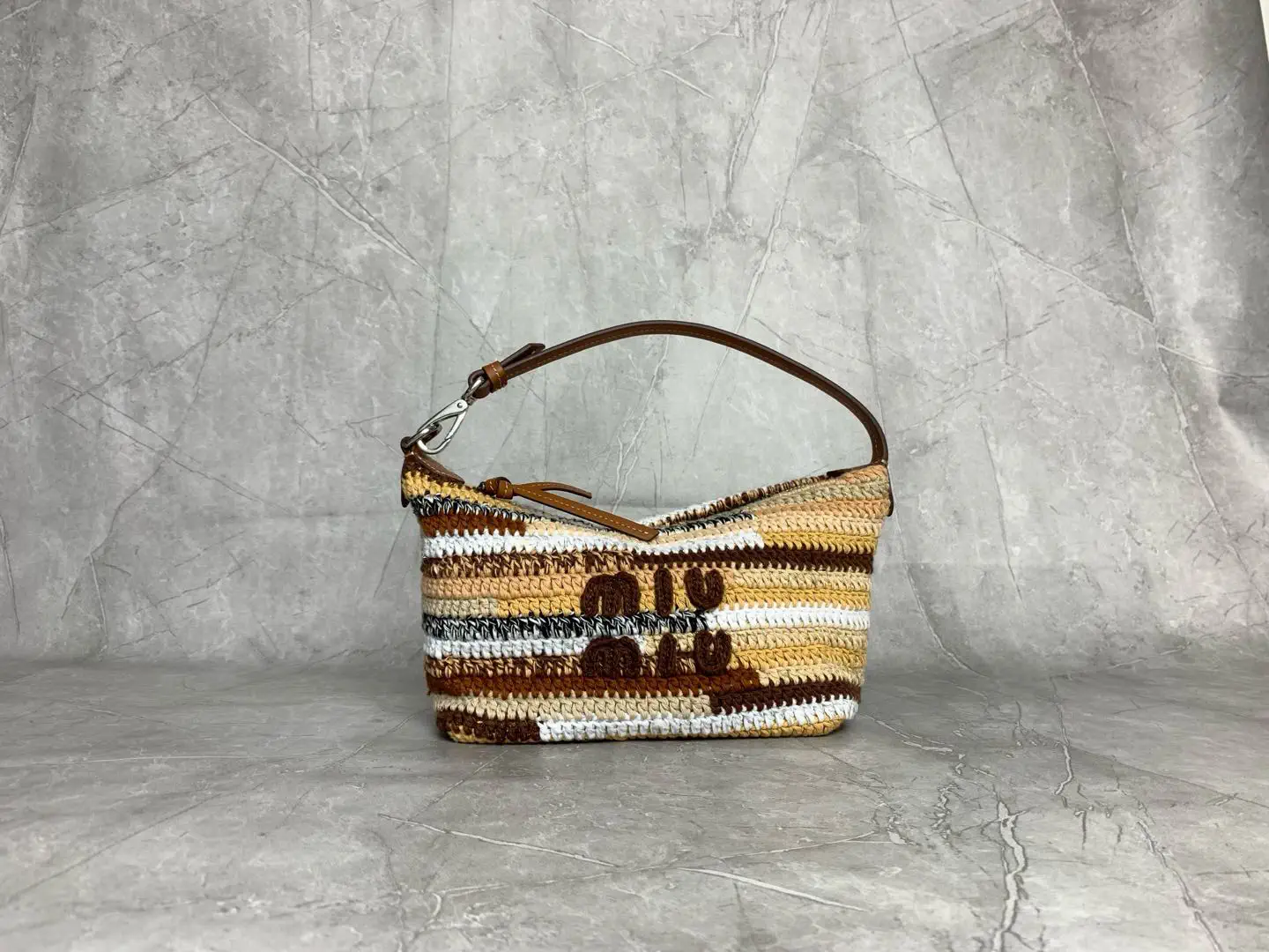 Miu Miu Striped Crochet Shoulder Bag image 1