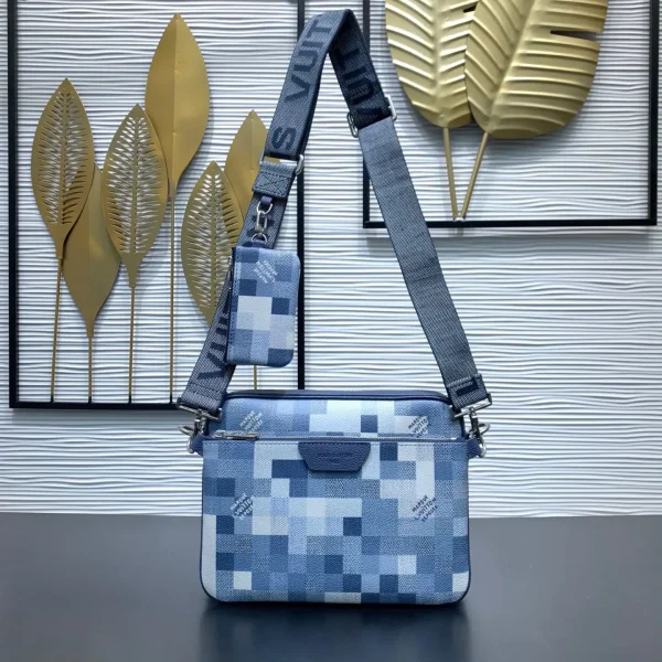 Louis Vuitton Blue Pixel Checkerboard Trio Crossbody Bag image 1