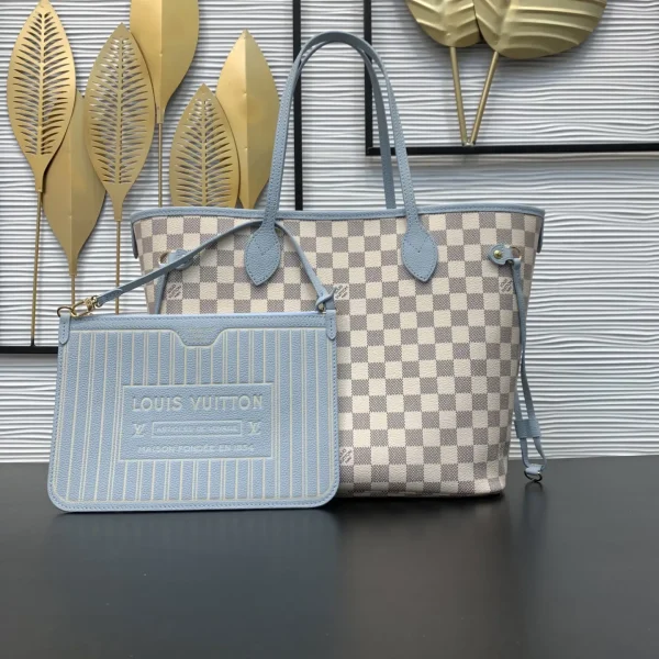 Louis Vuitton Damier Azur Neverfull Inside Out MM Tote Bag with Pouch image 1