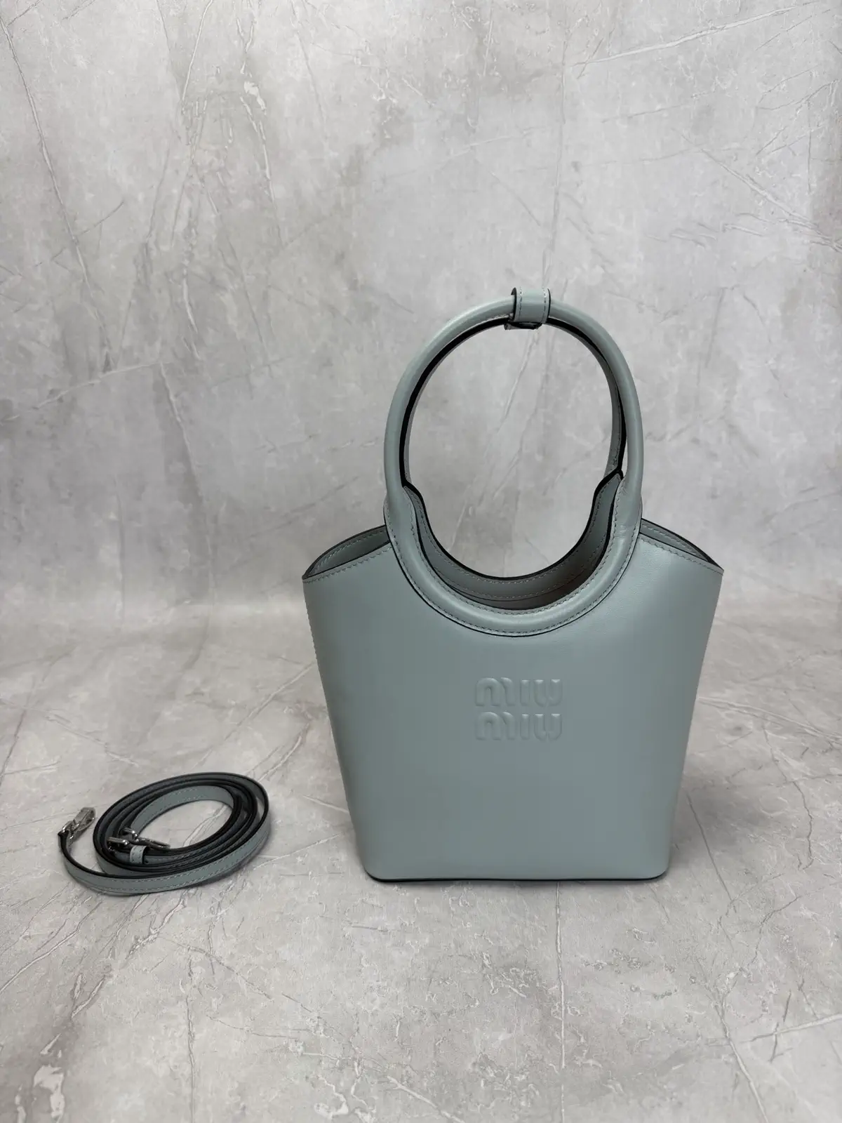 Miu Miu Embossed Logo Mini Tote Bag image 1