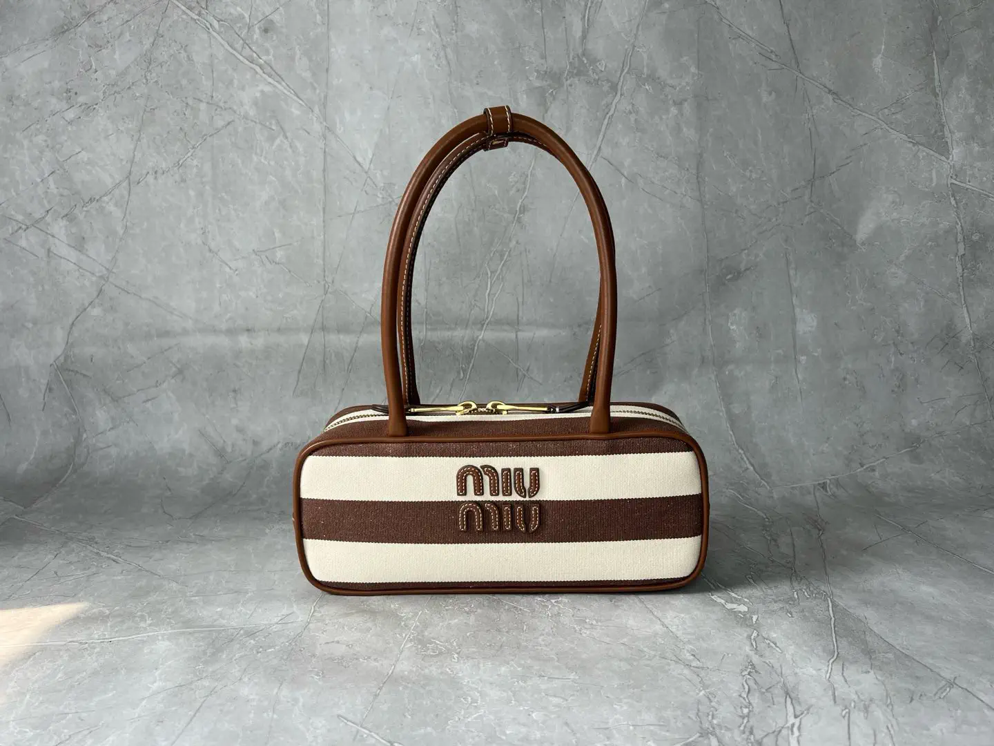 Miu Miu Striped Canvas Top Handle Bag image 1