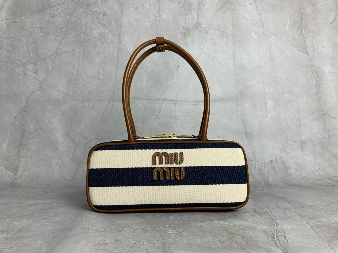 Miu Miu Striped Canvas Top Handle Bag image 1