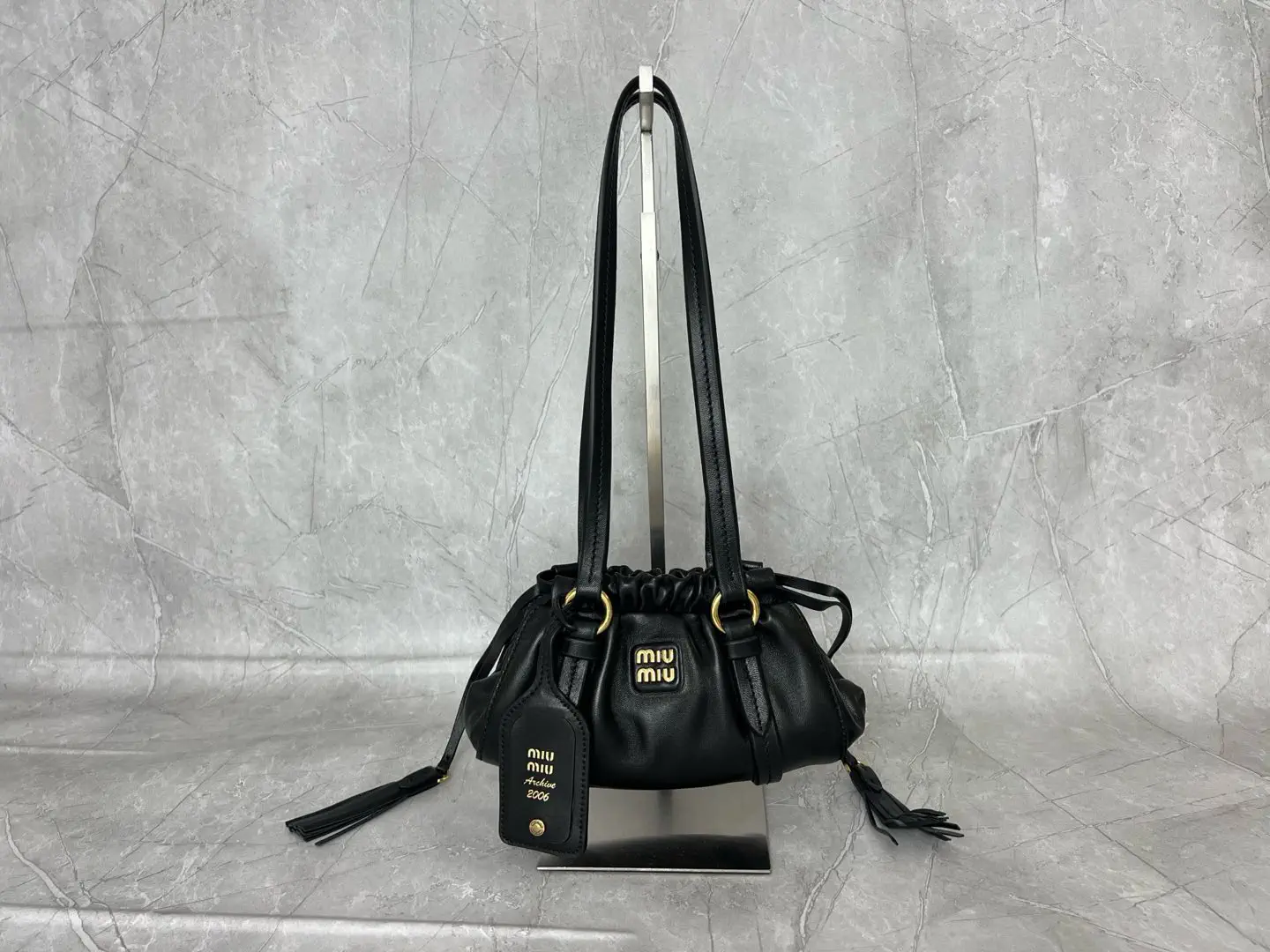 Miu Miu Drawstring Ruched Shoulder Bag image 1
