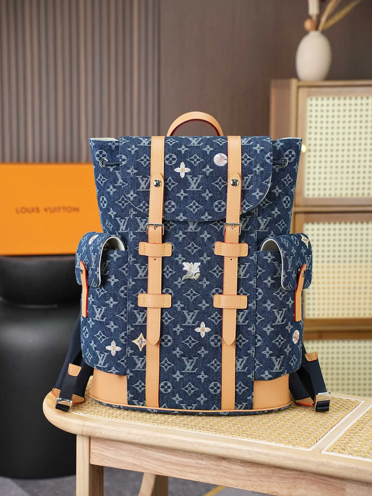 Louis Vuitton Blue Denim Monogram Christopher MM Backpack image 1