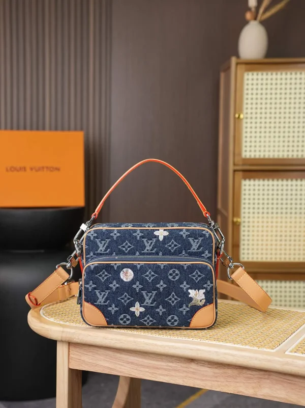 Louis Vuitton Floral Embroidered Monogram Denim Crossbody Bag image 1