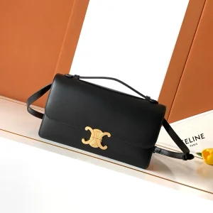 CELINE Black Triomphe Closure Shoulder Bag image 1