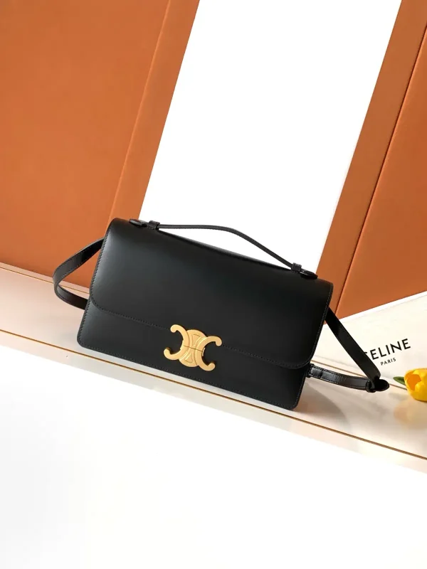 CELINE Black Triomphe Closure Shoulder Bag image 1