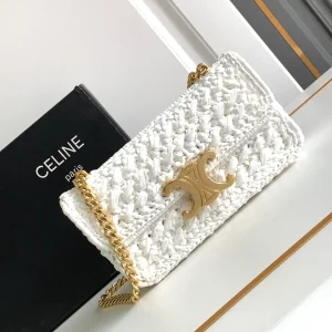 CELINE White Woven Triomphe Chain Shoulder Bag image 1