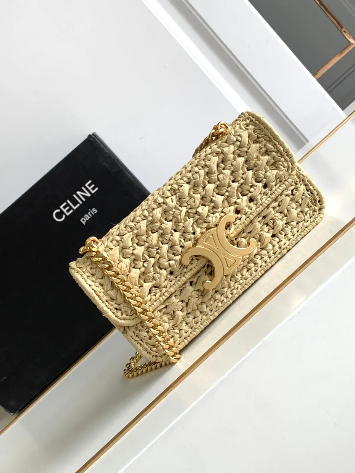 CELINE Woven Triomphe Chain Shoulder Bag image 1
