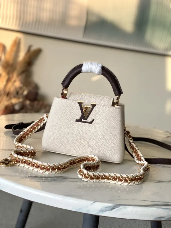 Louis Vuitton Cream Mini Capucines East-West Top Handle Bag image 1