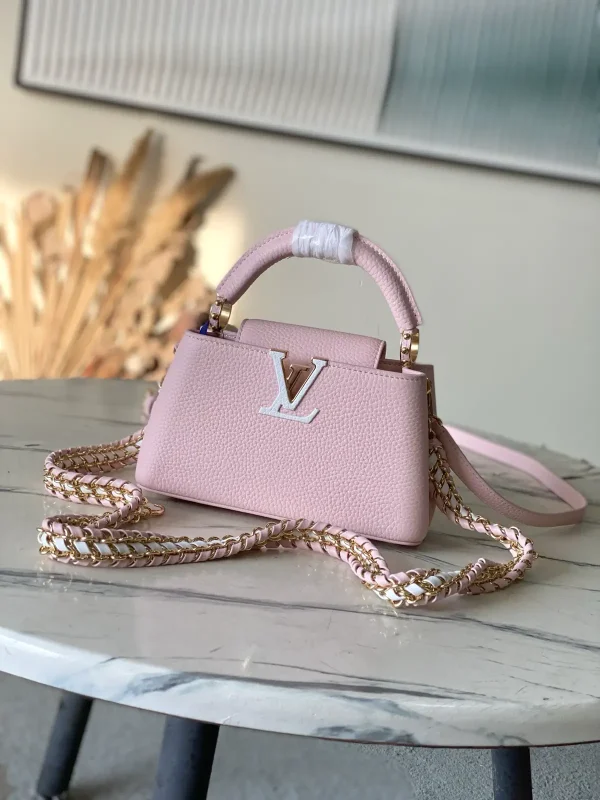 Louis Vuitton Pink Taurillon Leather Mini Capucines East-West Top Handle Bag image 1