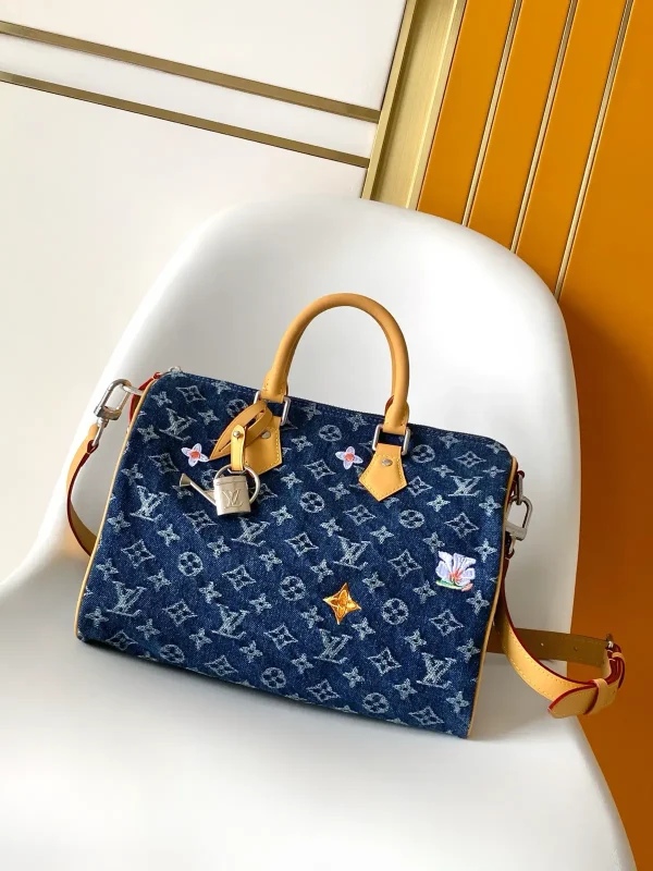 Louis Vuitton Speedy 30 Bandoulière Denim Monogram Top Handle Bag image 1