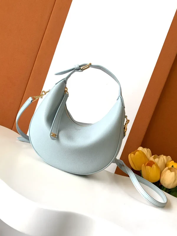 CELINE Light Blue Leather Crescent Shoulder Bag image 1