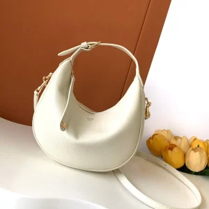 CELINE White Leather Hobo Shoulder Bag image 1