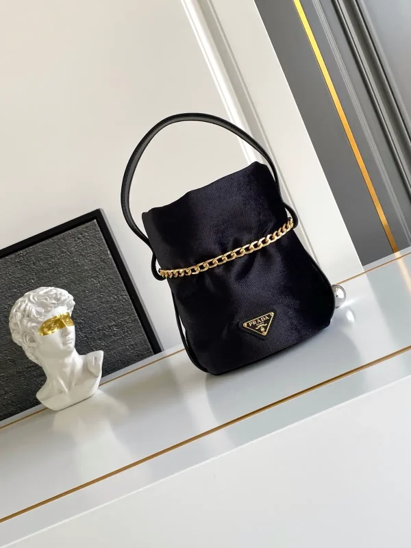 Prada Velvet Bucket Bag with Chain Detail image 1