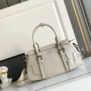 Prada White Leather Top Handle Bag with Detachable Shoulder Strap image 1