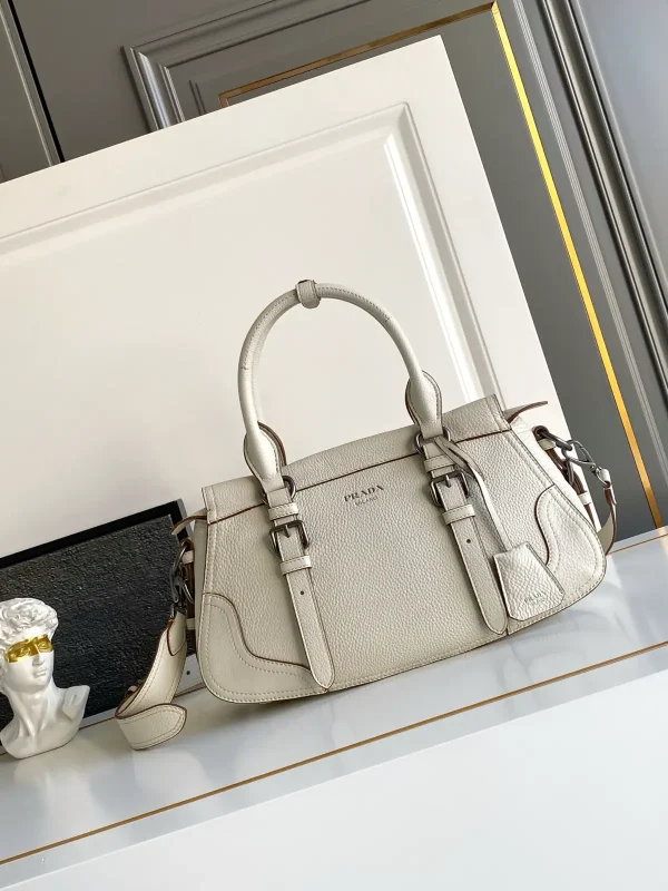 Prada White Leather Top Handle Bag with Detachable Shoulder Strap image 1
