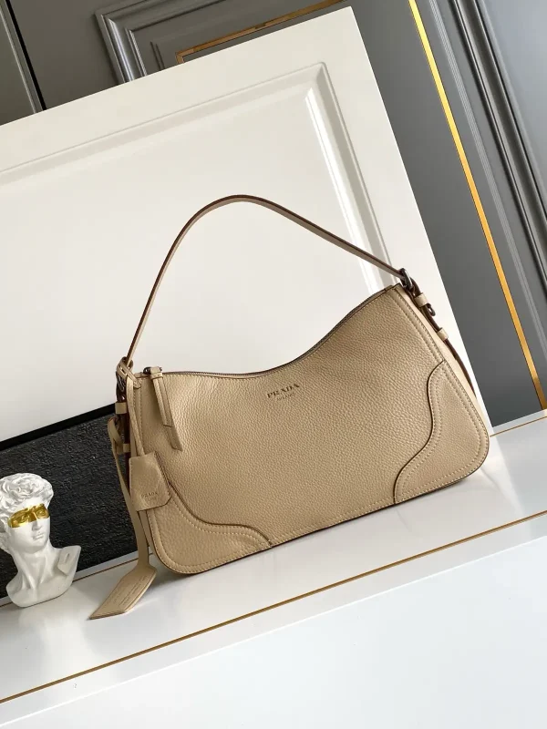 Prada Beige Leather Hobo Shoulder Bag image 1