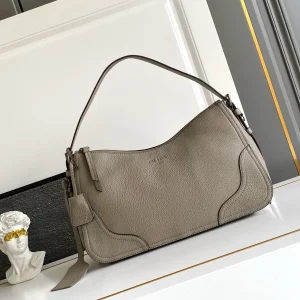 Prada Taupe Leather Hobo Shoulder Bag image 1