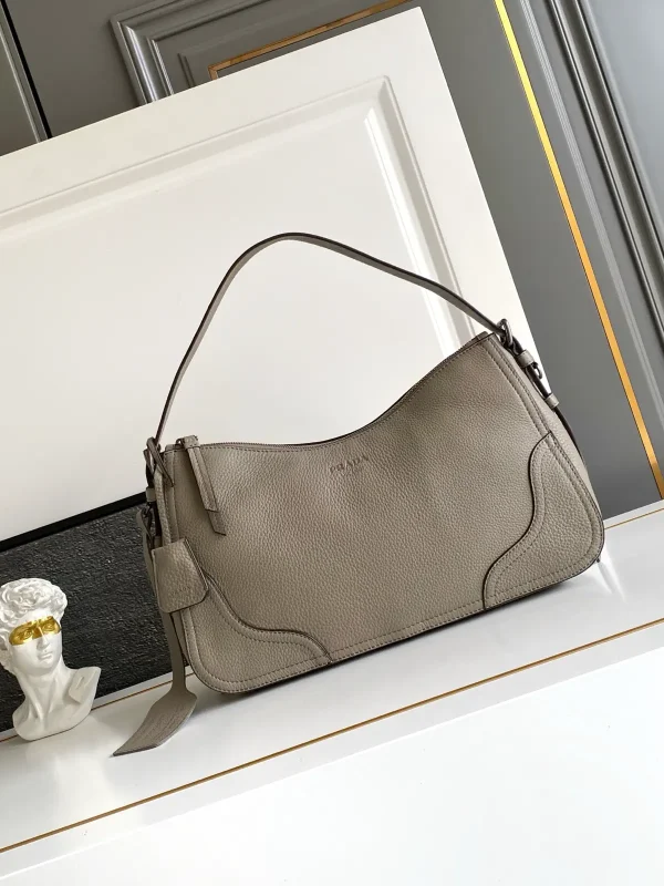 Prada Taupe Leather Hobo Shoulder Bag image 1