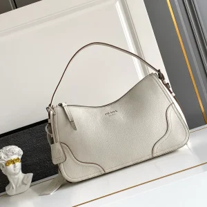 Prada White Leather Hobo Shoulder Bag image 1