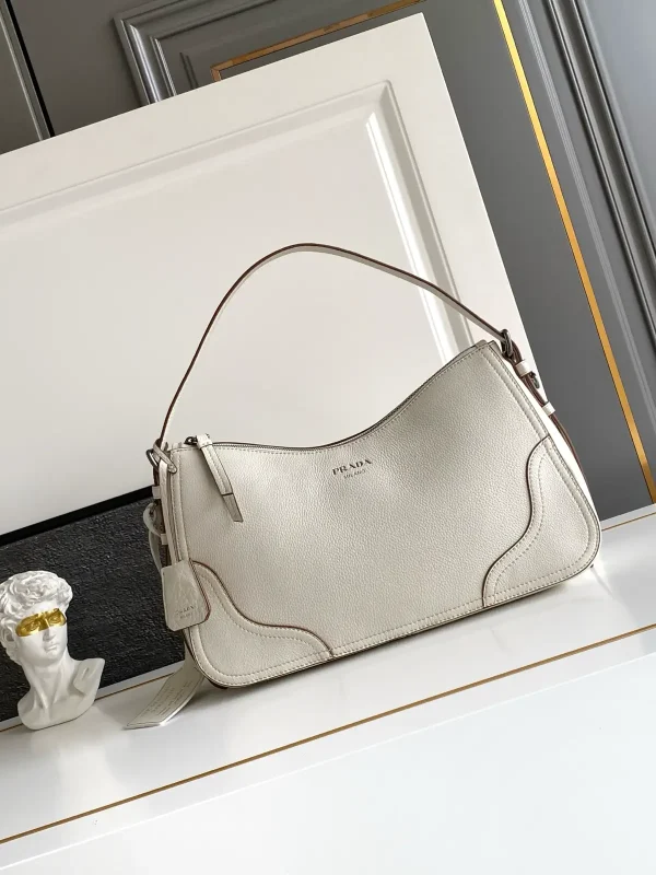 Prada White Leather Hobo Shoulder Bag image 1