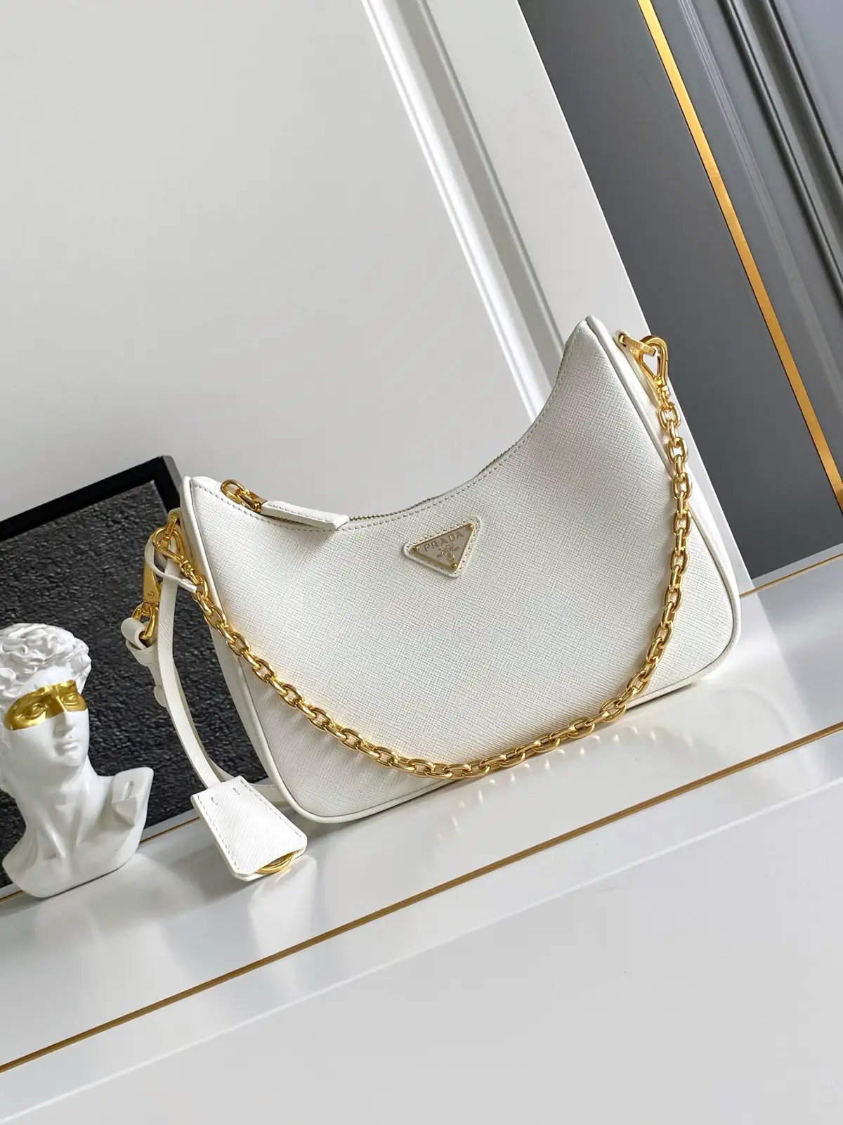 Prada Saffiano Leather Shoulder Bag with Detachable Straps image 1