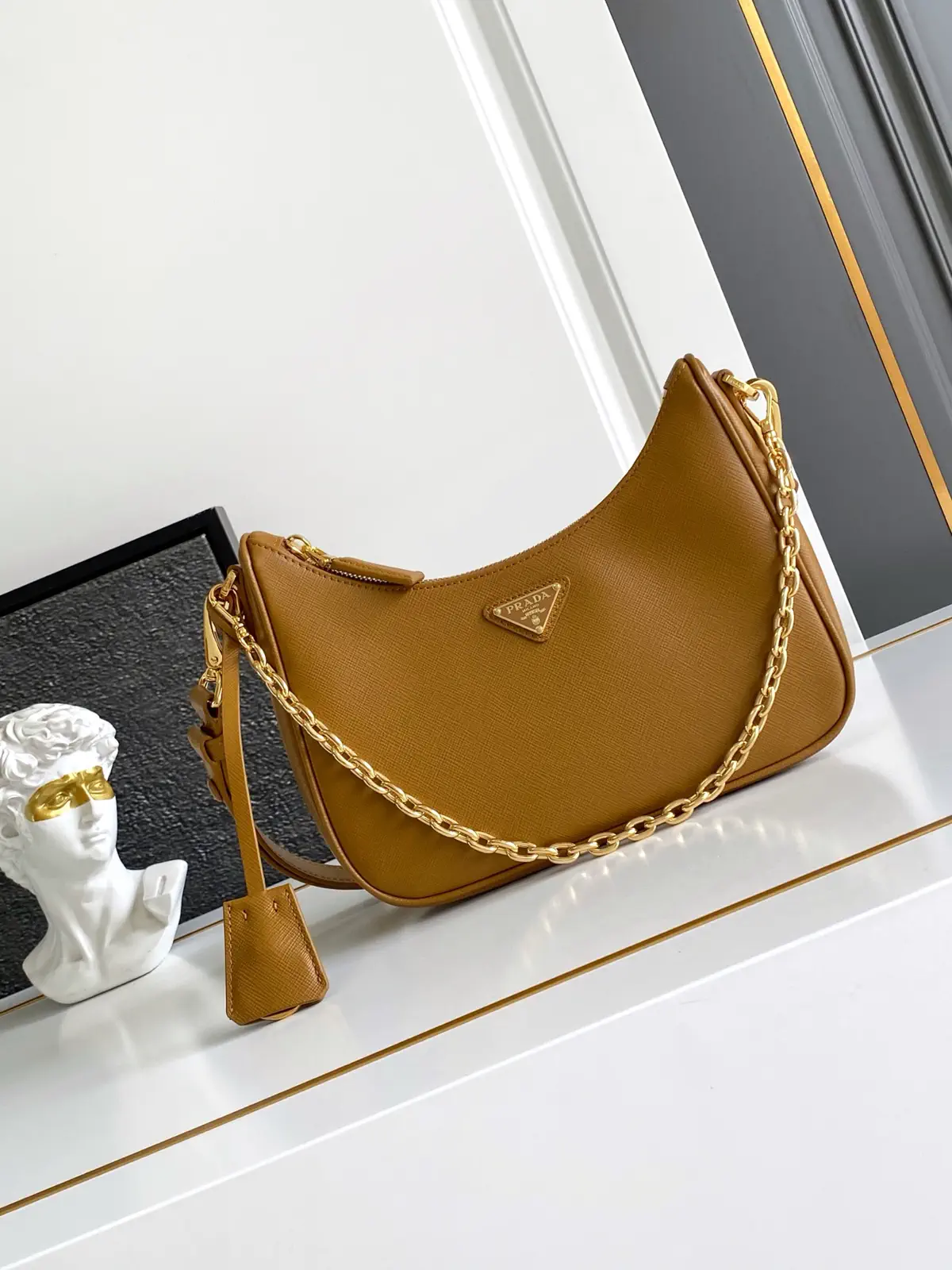 Prada Saffiano Leather Shoulder Bag with Detachable Straps image 1