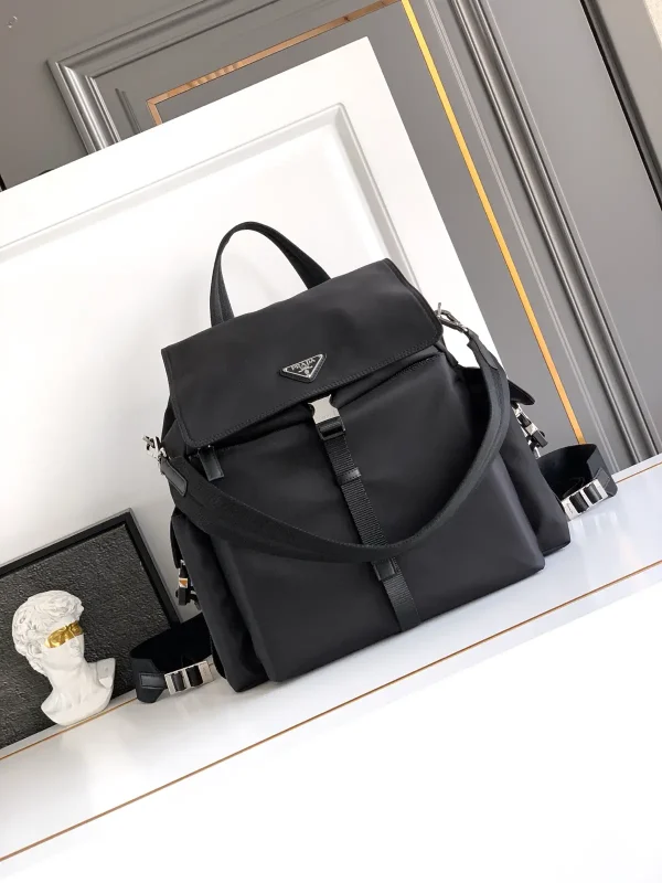 Prada Black Nylon Backpack with Leather Trim image 1