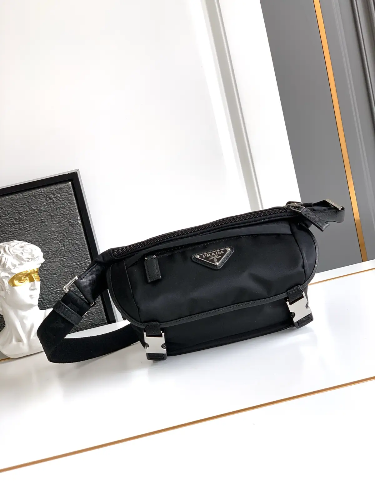 Prada Nylon and Saffiano Leather Shoulder Bag image 1