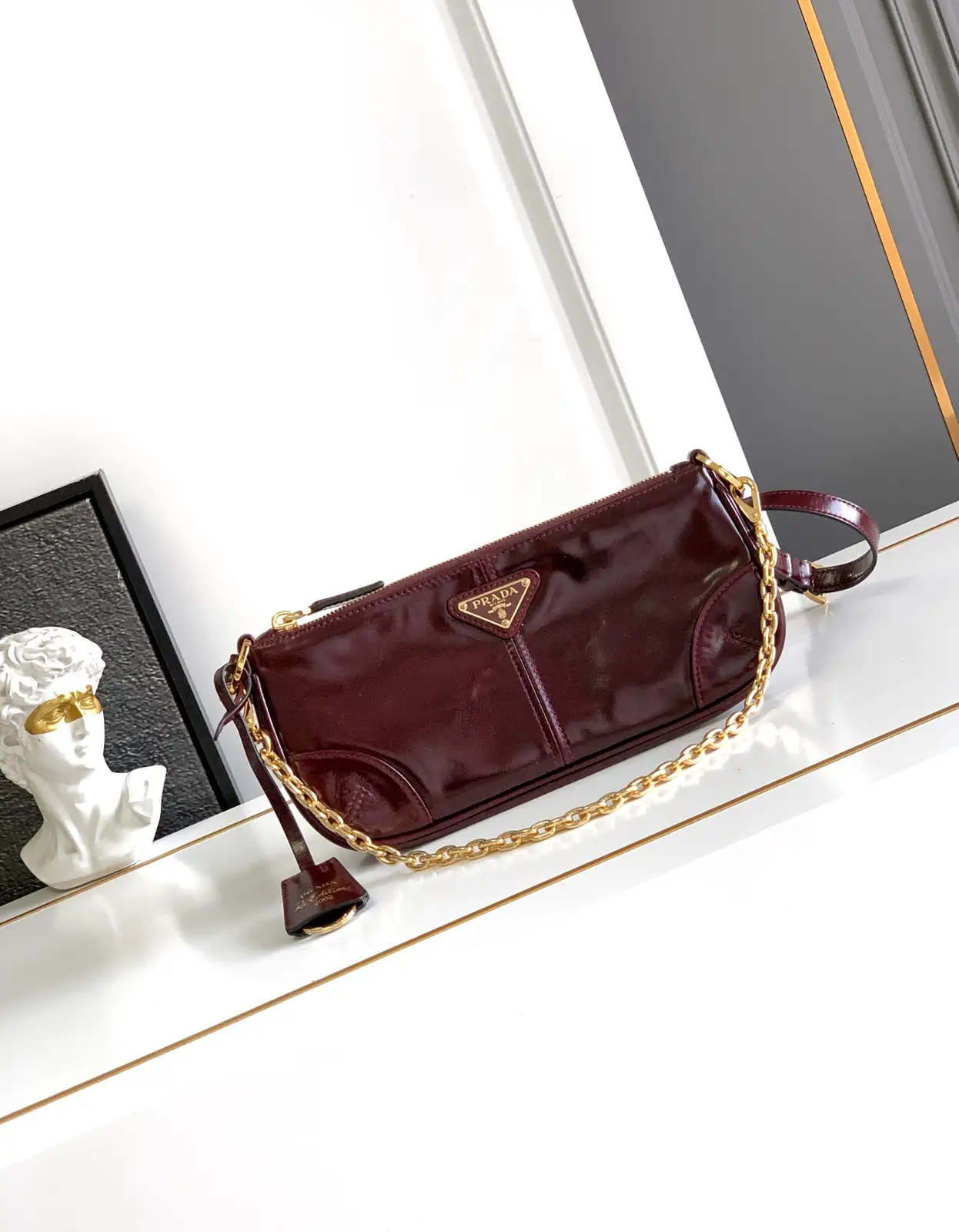 Prada Leather Shoulder Bag with Detachable Chain Strap image 1