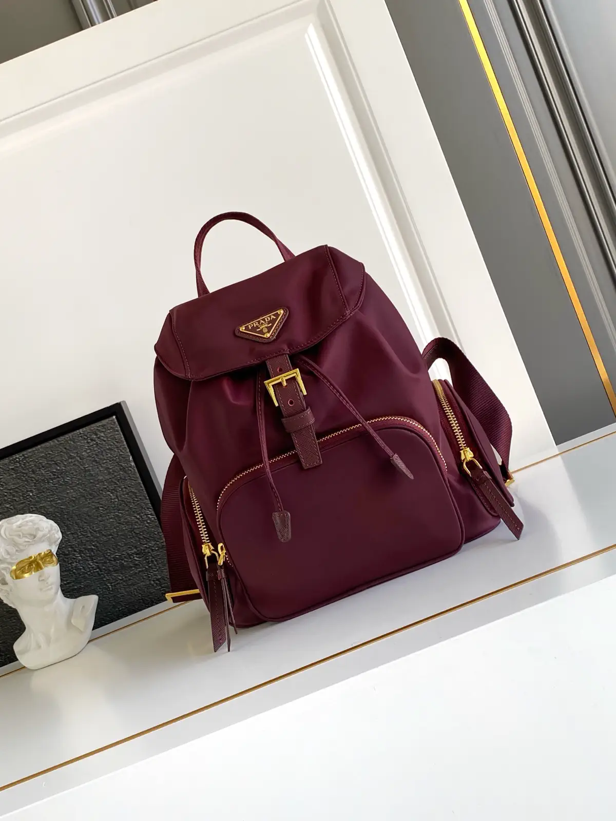 Prada Burgundy Nylon Backpack image 1