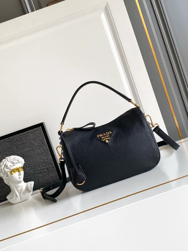Prada Pebbled Leather Top Handle Bag with Detachable Strap image 1