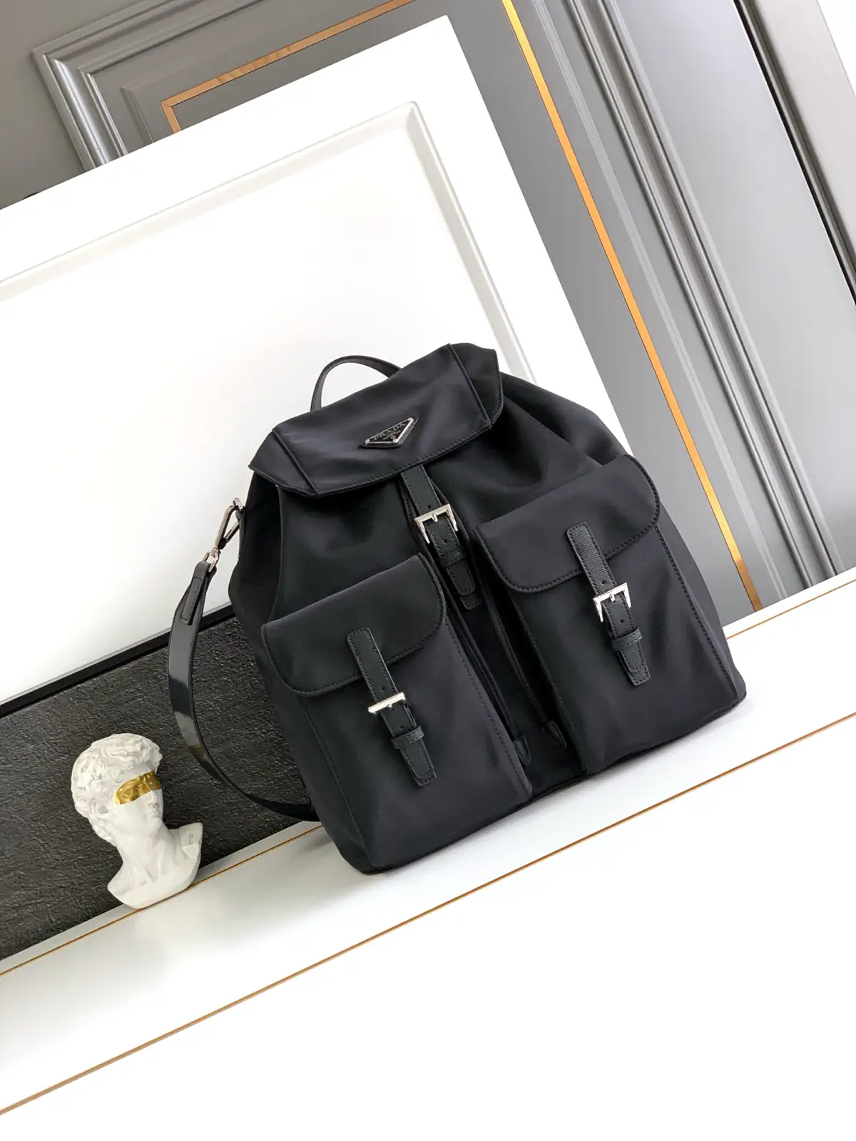 Prada Nylon Backpack with Saffiano Leather Trim image 1