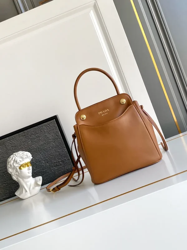 Prada Brown Leather Top Handle Bag image 1