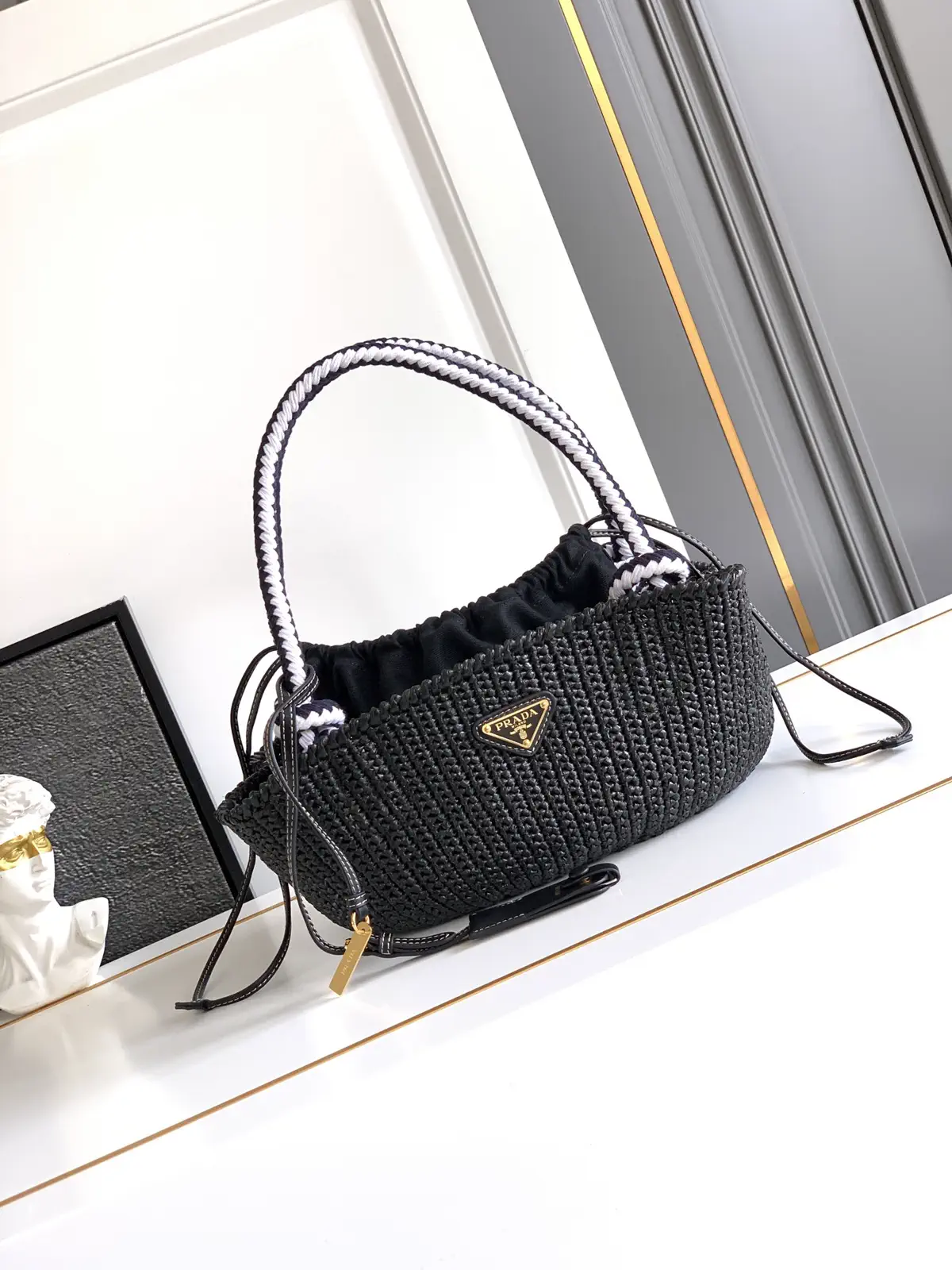 Prada Black Crochet Shoulder Bag image 1