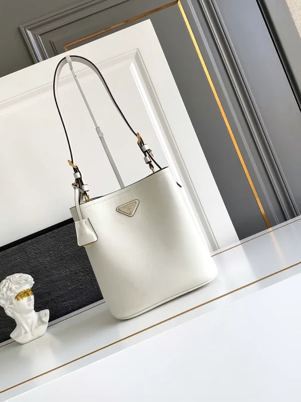 Prada White Leather Bucket Bag image 1