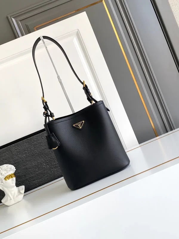 Prada Leather Bucket Bag with Enamel Triangle Logo image 1