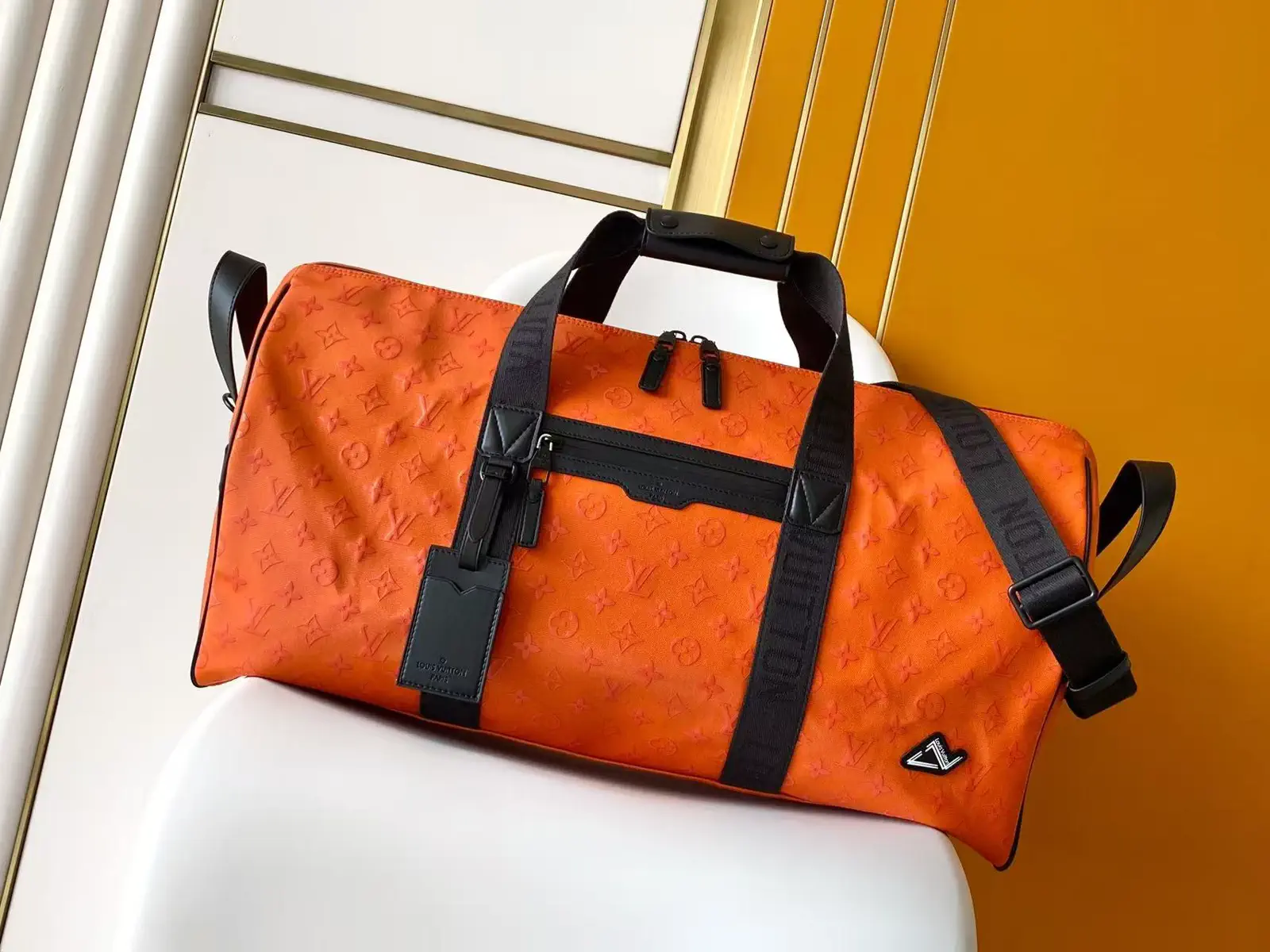 Louis Vuitton Orange Monogram Basketball Keepall 55 Duffle Bag image 1