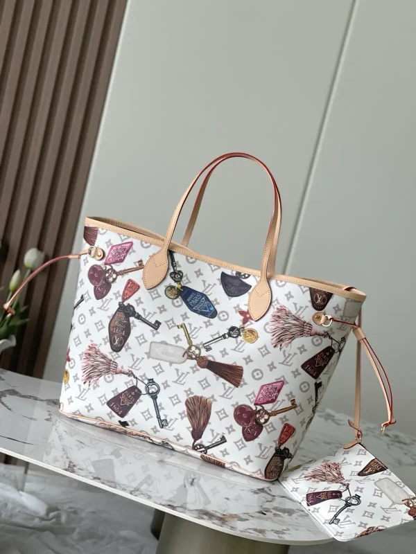 Louis Vuitton Neverfull Large Tote Bag with Key and Tassel Print image 1