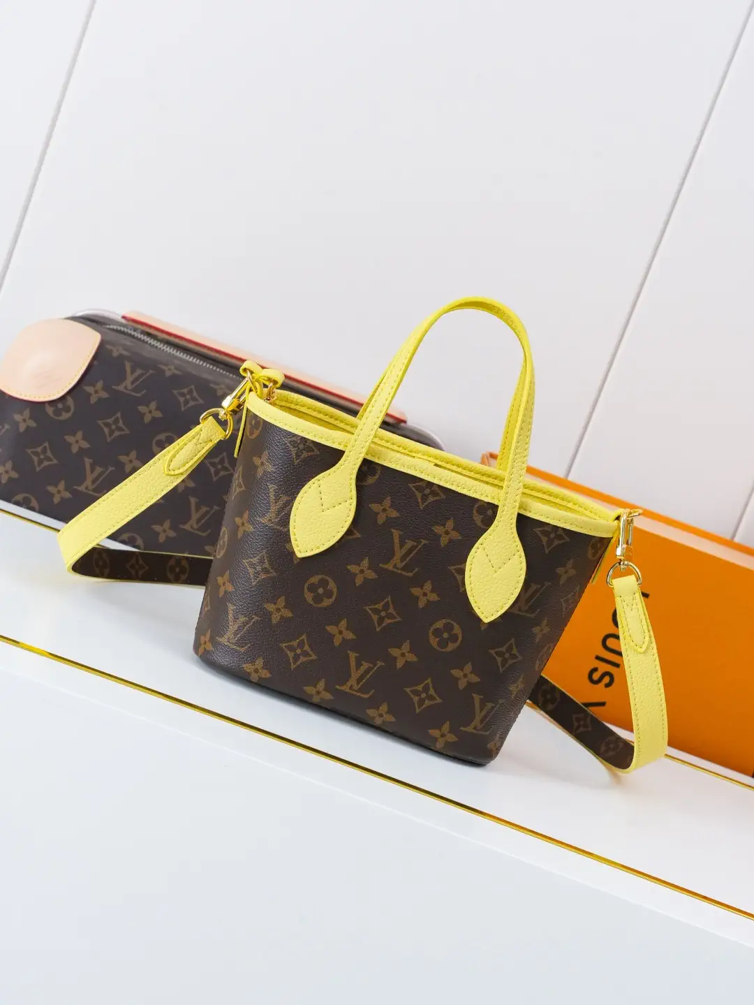 Louis Vuitton Monogram Canvas Neverfull Inside Out BB Tote Bag with Yellow Trim image 1