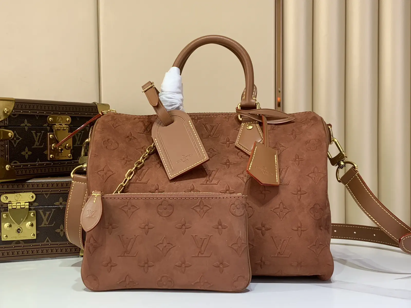 Louis Vuitton Speedy P9 Bandoulière 30 Monogram Suede Top Handle Bag image 1